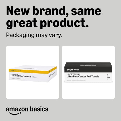 Amazon Basics 2-Ply White Centerpull Paper Towels | Bulk for Business | Compatible with Universal Dispensers | 600 Towels per Roll (6 Rolls)(7.6 x 9 Sheet)(Previously AmazonCommercial) - color: White, size: 600 Count (Pack of 6)