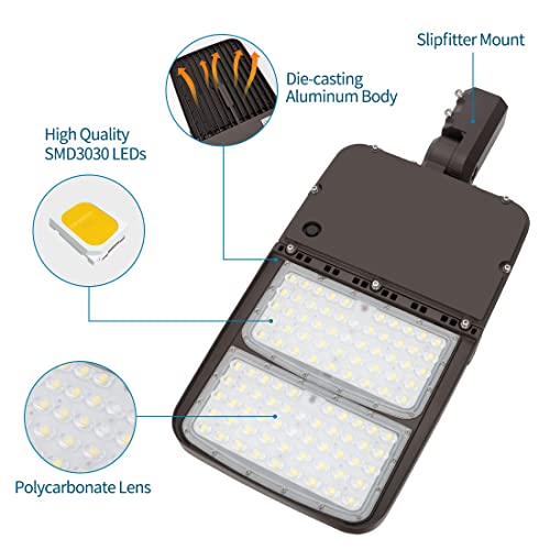 LED Parking Lot Light 300W/240W/200W Adjustable with Dusk to Dawn - size: 300W-Slip Fit-1Pack