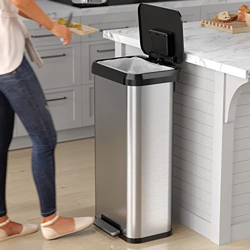 iTouchless 20 Gallon X-Large Step Trash Can/Recycling Bin | Odor Filter - color: Matte - Silver