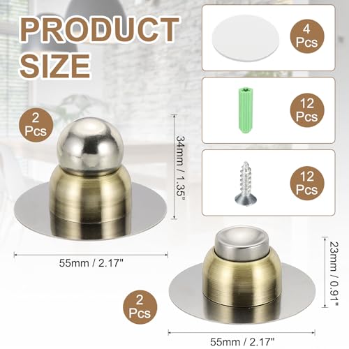 uxcell 2PCS 2.1" Magnetic Door Stoppers, Wall Floor Mounted Magnetic Door Catch Holder, Stainless Steel Door Stops for Bedroom, Bathroom, Kitchen, Office, Bronze - color: Bronze, size: 2.1"