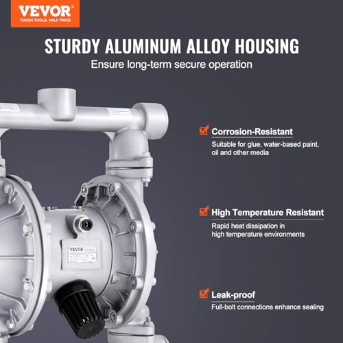 VEVOR Air Operated Double Diaphragm Pump 44 GPM Max 115 PSI Transfer Pump - size: 44 GPM