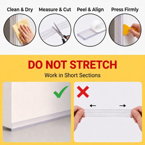 Weather Stripping Door Seal, Clear Silicone Seal Strip for Door Frame, 32.8FT Self Adhesive Draft Stopper, 25mm Wide for 0-15mm Gaps with Installation Kit - size: 25mm*32.8ft