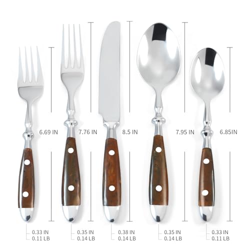 Silverware Set Brown Luxury Vintage Handle 20-Piece Service for 4 - color: Brown, size: 20 Pcs