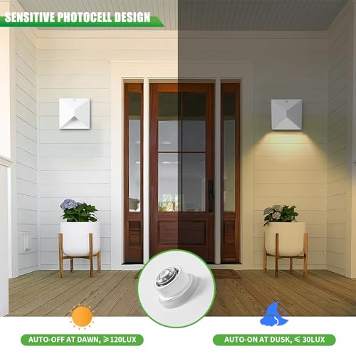 QQCherry Outdoor Light Fixtures Wall Mount Dusk to Dawn, Porch Lights with 3 Lighting Mode(3000K/4000K/5000K), Waterproof Exterior Outdoor Wall Lights for House Front Door Patio Garage(White) - color: Dusk to Dawn, 3000K/4000K/5000K, White, size: Dusk to