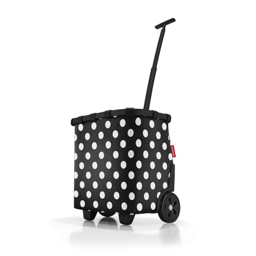 reisenthel carrycruiser dots White - Portable Shopping Trolley with Sturdy Aluminum Frame, Shoulder Strap and Removable mesh Inner Bag -Water-Repellent - color: Dots White