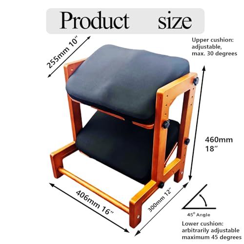 Adjustable Rubber Wood Foot Rest Under Desk - Double Layer Ergonomic Foot Pad with 4-Level Angle Adjustment for Both Layers, Soft Cushion for Office, Home & Gaming - size: 2 steps 18-16”