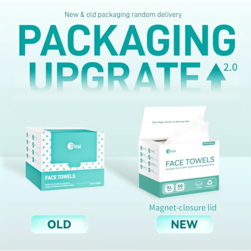 Ditoi Face Towels XXL, Ultra‑Soft Disposable Facial Towels - style: 50Count (EF Texture)
