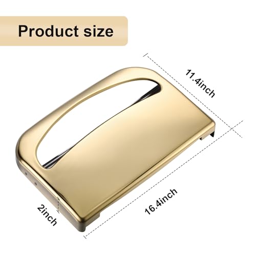 Domensi 2 Pcs Stainless Steel Toilet Seat Cover Dispenser Commercial Toilet Seat Wall Mount Half Fold Cover Holder with Screws for Office Restaurant Home Bathroom School, 16.4 Inch (Gold) - color: Gold