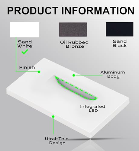CLOUDY BAY Dimmable Upgraded 3 Color 120V LED Indoor Outdoor Step Lights,3000K/4000K/5000K 3W 100lm,Stair Light,White,6 Pack - size: 4.75 Inch | White