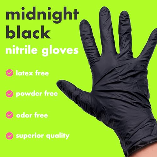 Colortrak Disposable Nitrile Gloves, Latex-Free, Powder-Free Hair Color Gloves for Chemical Processing & Salon Services - color: Black, size: Large
