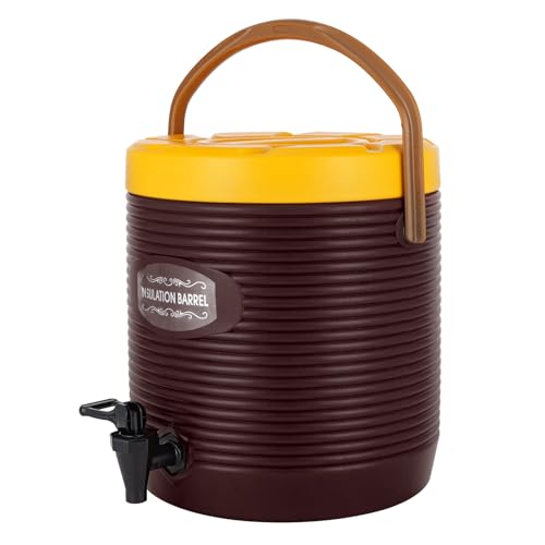 Stainless Steel Beverage Dispenser Insulated Container with Faucet Cooler with Drink Dispensers Cold and Hot Drink Dispenser for Milk Tea, Juice, Coffee 2.91 Gal Capacity (Brown) - color: Brown, size: 13L