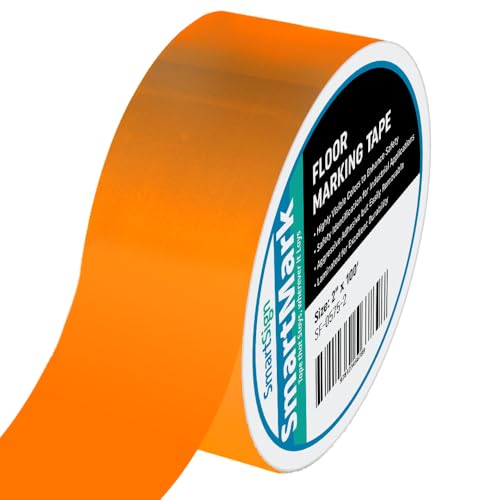SmartSign Orange Floor Marking Tape, 2" Wide x 100' Long Roll, Durable Polyester, Laminated Protection - Non-Abrasive, Adhesive Safety Tape for Warehouses, High Traffic/Forklift Areas, Removable - color: Orange, size: 2"