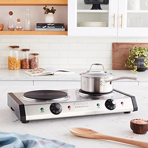 Cuisinart Double Burner Hot Plate, 1800W, Stainless Steel/Black - style: Double Burner