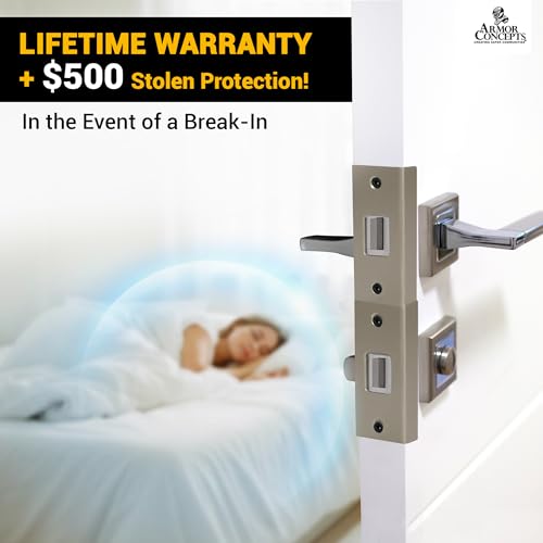 Door Armor MINI, 3 Piece Door Reinforcement Kit, Satin Nickel, Made in USA - color: Satin Nickel