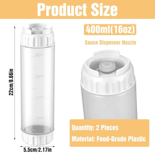 2 Pcs 16 oz Inverted Squeeze Bottles, Valve Condiment Dispenser (White) - color: White, size: 16 Ounces