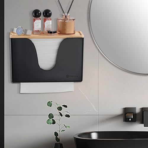 Pollock Paper Towel Dispenser with Lid,Wall Mount or Countertop,Black - color: Blk-5857u-black