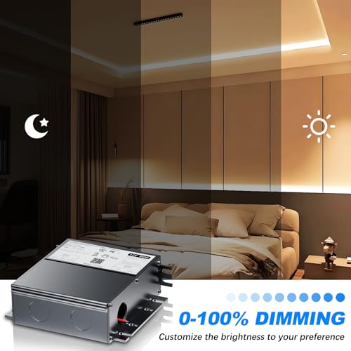 60W 12V Dimmable LED Driver for Lutron & Leviton Dimmer, Triac/ELV/MLV AC to DC Power Supply Transformer for LED Strip Light Dimmable, Constant Voltage Projects, UL&FCC-Listed, Class 2 - size: 60W 12V Built in Junction Box