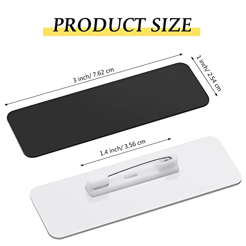50 Pack Name Tag Blanks with Pin 1 x 3 Inch Plastic Name ID Badge Holders with Clips Round Corners Nametags Labels Printable Tags for DIY(Black, White) - color: Black, White