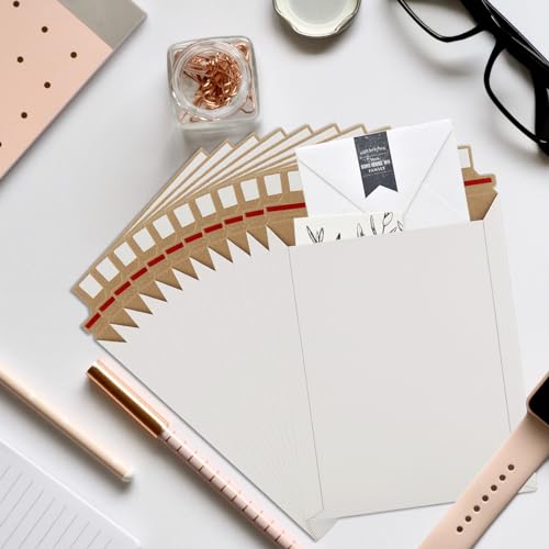 100 Pack 7x9 Inch Rigid Mailers, Self Seal Photo Document Mailer Cardboard Mailing Envelopes Stay Flat Mailers for CD, Photos, Document, Pictures, Papers, Files, White