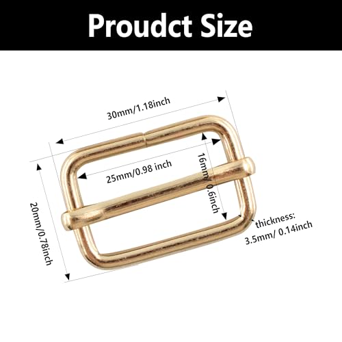 pson 12PCS 1 Inch Metal Tri-Glide Slide Buckles, Rectangle Adjustable Webbing Slider for Purse, Fasteners, Strap, Backpack, Gym Bag, Leather craft Bag(Gold) - color: Gold