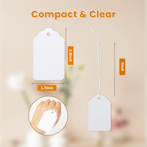 1000 PCS White Price Tags with String, 2.8x1.7 Inch Gift Tags - color: White, size: 2.8x1.7