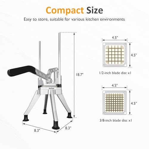 Sunvivi Commercial French Fry Cutter, Heavy Duty Potato Slicer with 2 Replaceable blades (1/2 & 3/8 Inch), Professional Fries Cutter for Potatoes, Carrots, Cucumber, Onion, Yam, Stainless Steel - size: Extra-Large-Heavy-duty 3 corners