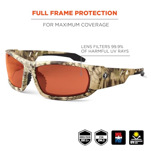 Ergodyne Skullerz ODIN Safety Glasses Sunglasses, Impact Resistant Z87.1+ - color: Kryptek Highlander Frame, Copper Lens