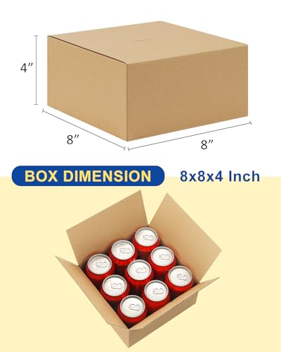 40-Pack-Small-Shipping-Boxes-8x8x4, Corrugated-Cardboard-Boxes-for-Packaging-Small-Business, Brown-Boxes-Mailers - color: Brown, size: 8x8x4 inches