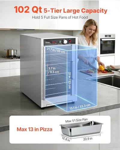 VEVOR Commercial Electric Food Warmer 5 Tier Transparent Single-Door - size: 5 Tier