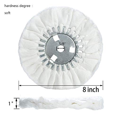 8" Soft Airway Buffing Wheel White Flannel / 5/8'' Arbor Hole/Finish Polish Step for Angle Grinder - 2 PCS - color: Soft 2pcs, size: 12plys