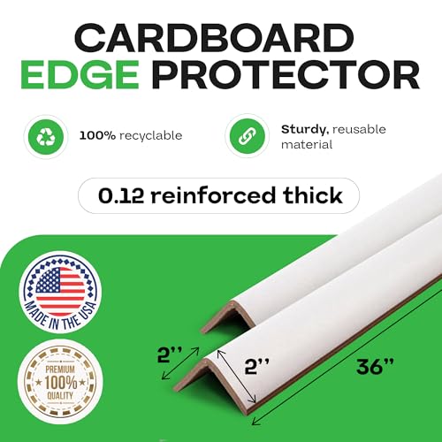 IDL Packaging 2" x 2" x 36" V-Board Cardboard Edge Protector, Reinforced, White (Pack of 50) - color: White, size: 36" Length
