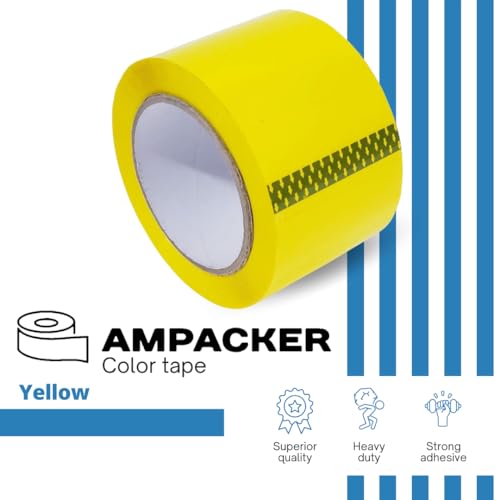 Heavy Duty Packaging Color Tape for Shipping,Packing and Moving 3" Wide x 2.0 Mil Thick -110 Yrd Roll -Acrylic Adhesive Tape for Box Sealing. (1 Roll, Yellow, 3" Wide x 110 yds) - color: Yellow, size: 3" wide x 110 yds