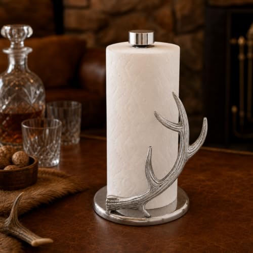 Arthur Court Antler Paper Towel Holder - Decorative Aluminum Metal Stand for Kitchen - 18 Inch Tall - size: Antler