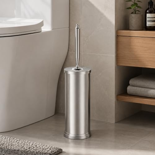 Stainless Steel Toilet Bowl Brush and Holder Set Scrubber Nickel - color: Nickel