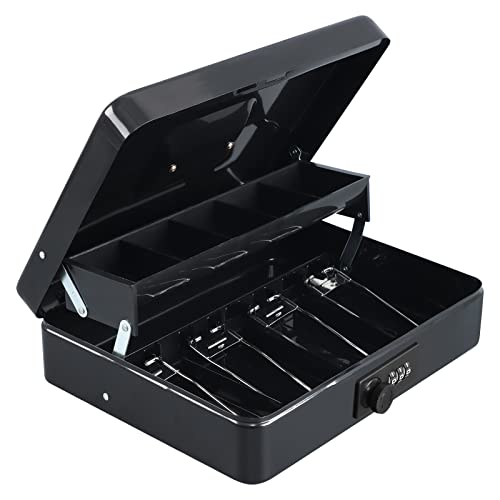 xydled Cash Box with Combination Lock, Metal Money Safe Storage box, Black - color: Black Combination Lock