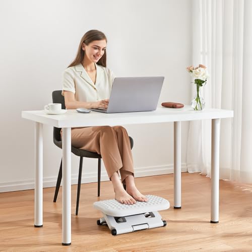 HUANUO Adjustable Foot Rest for Under Desk with 3 Height Position, White - color: White, size: 17.13X13.19 Inch