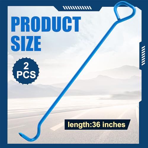 Therwen 2 Pcs 36 Inch Manhole Cover Hook Tool, 5/8" Hex Alloy Steel, Blue - color: Blue, size: 36 Inch