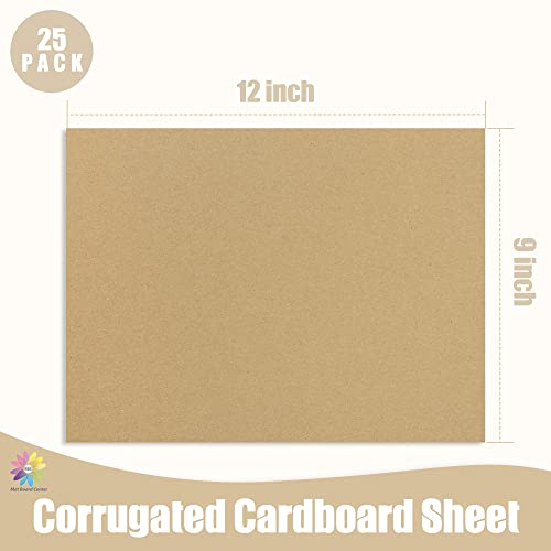 Mat Board Center 25 Pack 9x12 Corrugated Cardboard Sheets 1/8" Flat Pads - color: Brown, size: 9x12