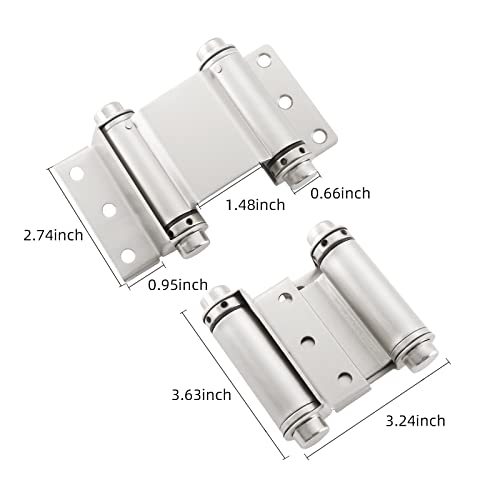 3" Double Action Spring Hinge, Self Closing Saloon Door Hinges, 2 Pack - color: Satin Nickel