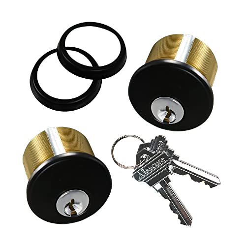 Brass Mortise Cylinder Lock,Commercial storefront Door Lock Mortise cylinders Compatible with Adams Rite, Kawneer, and Vistawall deadbolts. Comes in Black, 4-Pack ,with Matching Keys. - color: Black, size: 2 Set,Keyed Both Sides