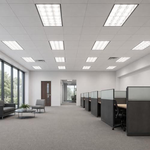 WareLight 2X4 LED Ready Parabolic Troffer Fixture, 18-Cell, 3-Lamp T8 LED Ready (Sold Separately), Non-Shunted Sockets, Single & Double Ended Wiring, 120-277V - size: 2x4