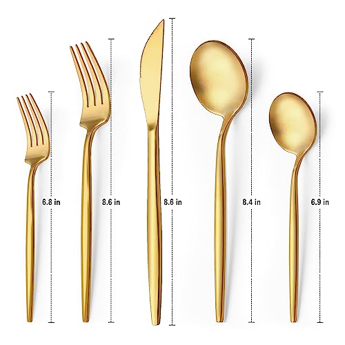 60-Piece Gold Silverware Set, Flatware Set for 12, Food-Grade Stainless Steel Cutlery, Includes Spoons Forks Knives, Kitchen Cutlery for Home Office Restaurant Hotel - color: Gold