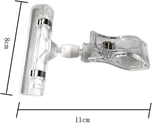 6Pcs Plastic Merchandise Sign Clip Rotatable Double Clip Rotatable Sign Clips Merchandise Sign Display Rotatable Merchandise Mini Clip Tag Holders for Business Cards, Office Supplies (Transparent)