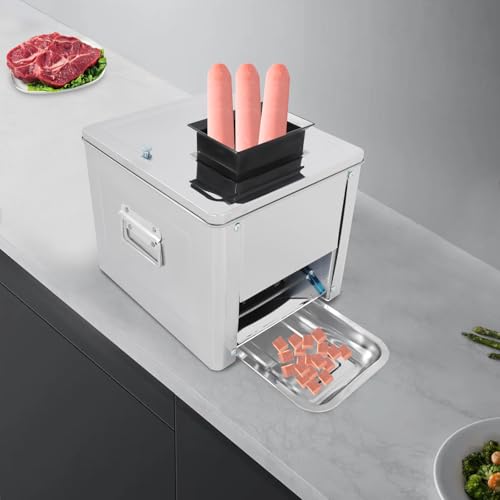 Meat Cutter Machine, 3.5/5/7/10/15mm Commercial Stainless Steel Electric Meat Slicer with Tray Handles 330 lbs/h 310RPM Shredded Cutting Machine for Fresh/Defrosted Meat Lamb Beef (7mm/0.27in, 850W) - size: 7mm/0.27in
