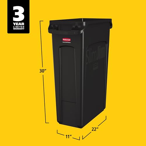 Rubbermaid Commercial Products Slim Jim Trash Can, Black, 23-Gallon - color: Black, size: 23 Gal