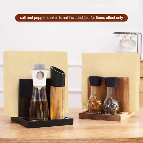 Napkin salt pepper holder Wooden Napkin Holder for Salt and Pepper Shakers Caddy,Suitable for Kitchen, Restaurant, Bar, Office, Parties, Home Décor - color: Natural