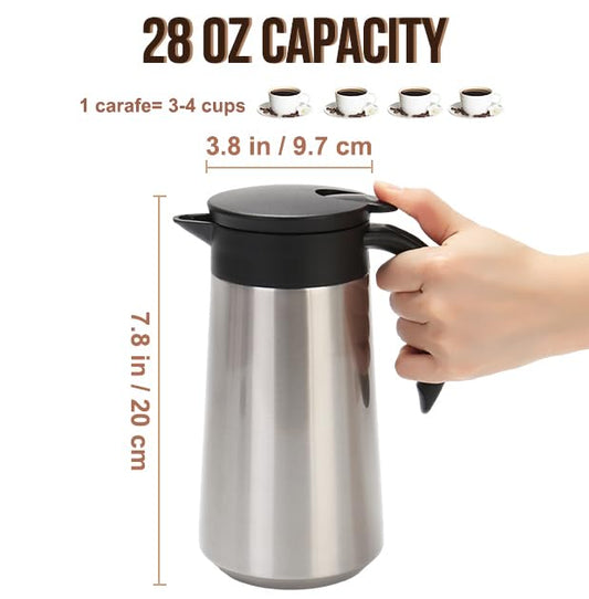 GearRoot 28oz Small Coffee Carafe Insulated Coffee Pot, Silver - color: Silver