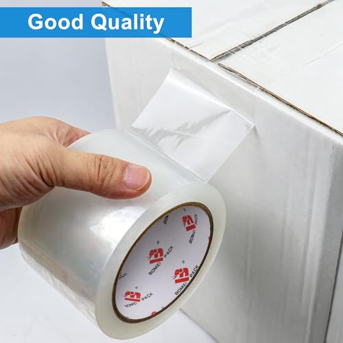 BOMEI PACK 3" Clear Wide Packing Tape 12 Rolls, Total 660Y - 3 inch x 55 Yards, 2.4 mil Thick, Heavy Duty 3 Inch Wide Packaging Tape for Shipping, Mailing, Moving & Storage