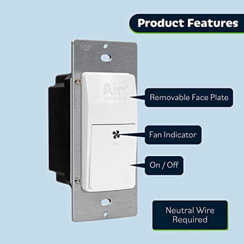 TOPGREENER Air Circulator Timer Swtich for Exhaust Fan, Neutral - color: White, size: Air Cycle Timer