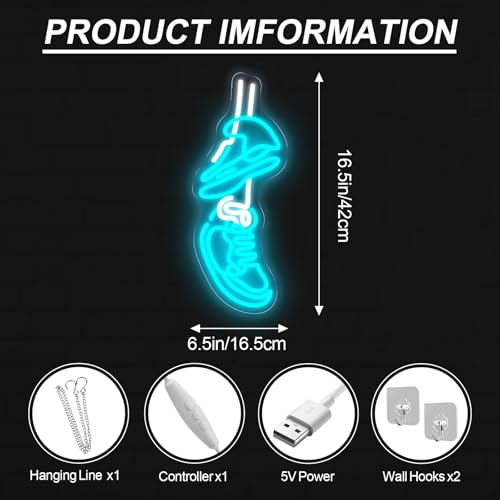 Sneakers Neon Sign For The Ultimate, Modern Shoe Store LED Light - color: Sneaker-Ice Blue